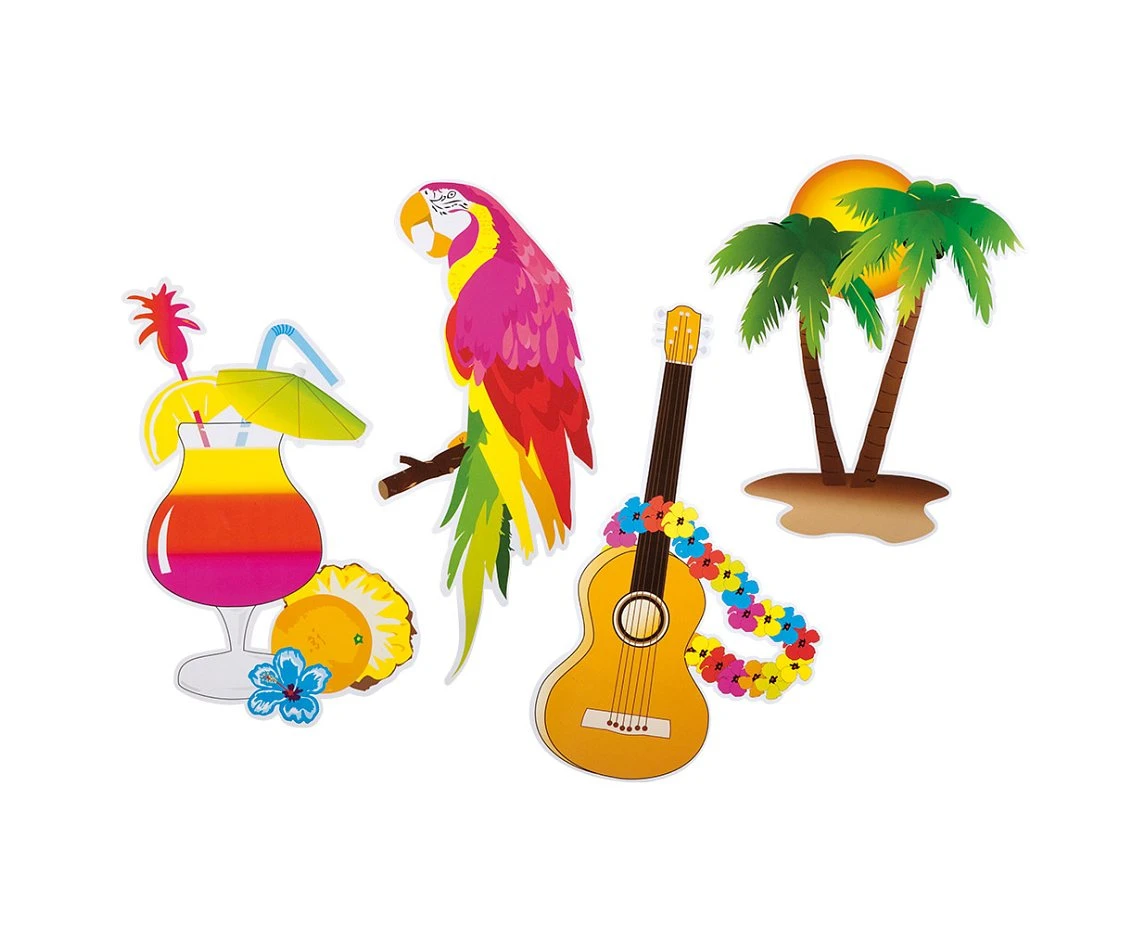 Hawaiian Party wall decoration, 4 pcs, 73 cm