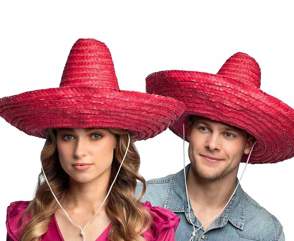 Sombrero hat, red, 49 cm