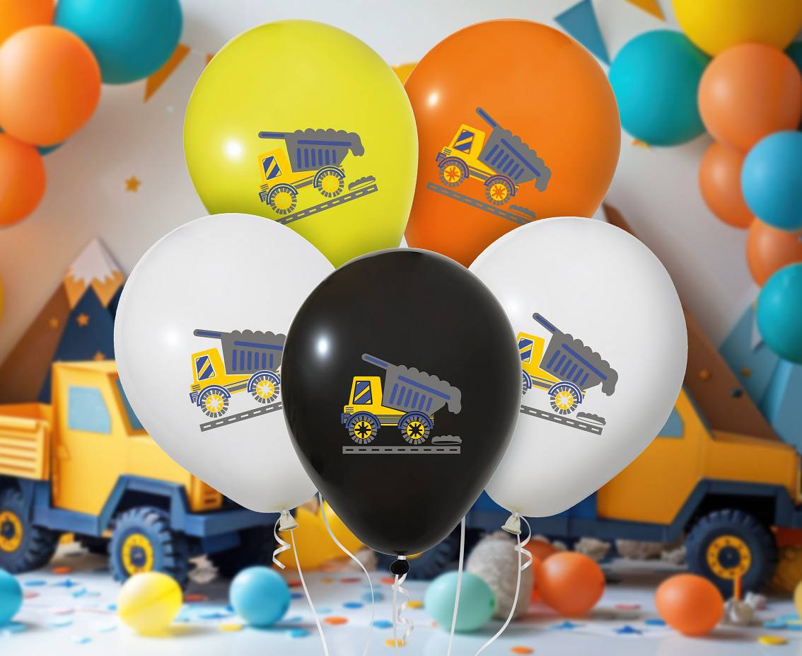 Construction balloons, pastel, 12"/ 5pcs