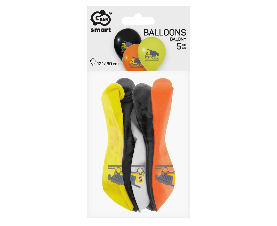 Construction balloons, pastel, 12"/ 5pcs