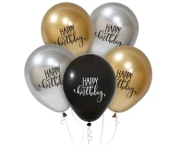 Happy Birthday balloons, platinum, 12"/ 5 pcs