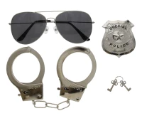 Role-play set Policeman (handcuffs, badge, glasses)