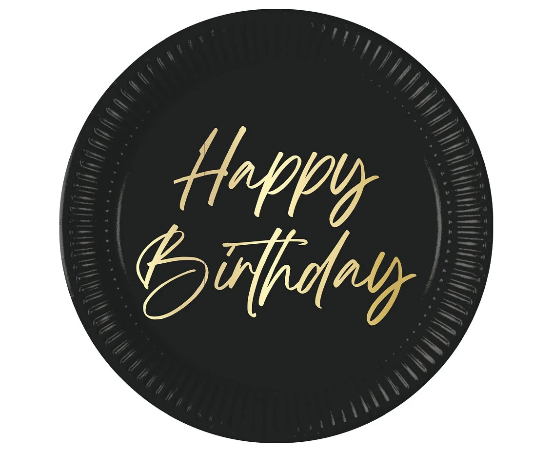 Paper plates Elegant Happy Birthday, Decorata, FSC, 23 cm, 8 pcs