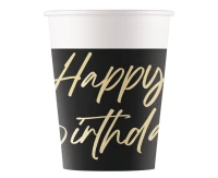 Paper cups Elegant Happy Birthday, Decorata, FSC, 200 ml, 8 pcs