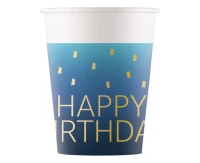 Paper cups Blue Happy Birthday, Decorata, FSC, 200 ml, 8 pcs EOL