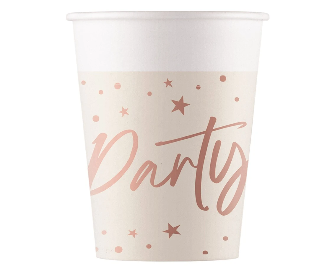 Paper cups Rose Gold Party, Decorata, FSC, 200 ml, 8 pcs