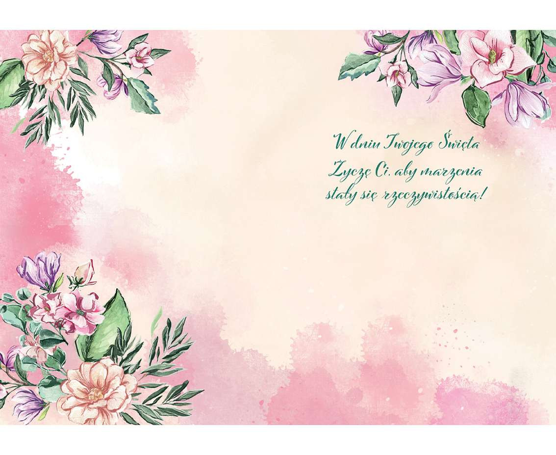 Greeting card  A5 Glass with flowers, 1 pc