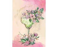 Greeting card  A5 Glass with flowers, 1 pc