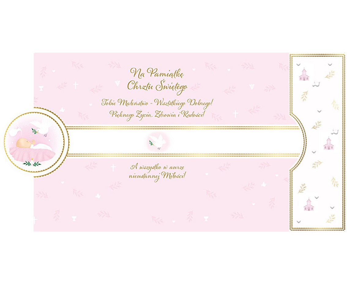 Greeting card  A5 BAPTISM PINK, 1 pc EOL