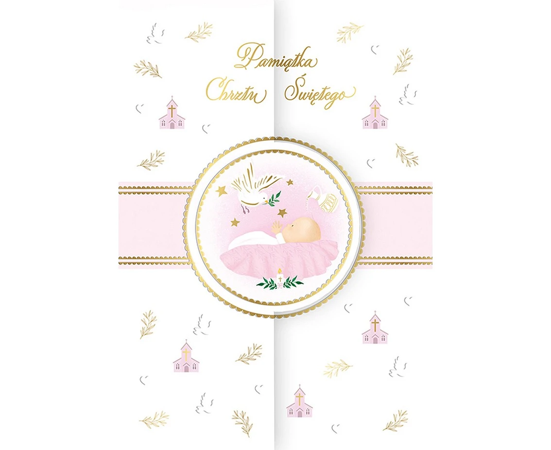 Greeting card  A5 BAPTISM PINK, 1 pc EOL