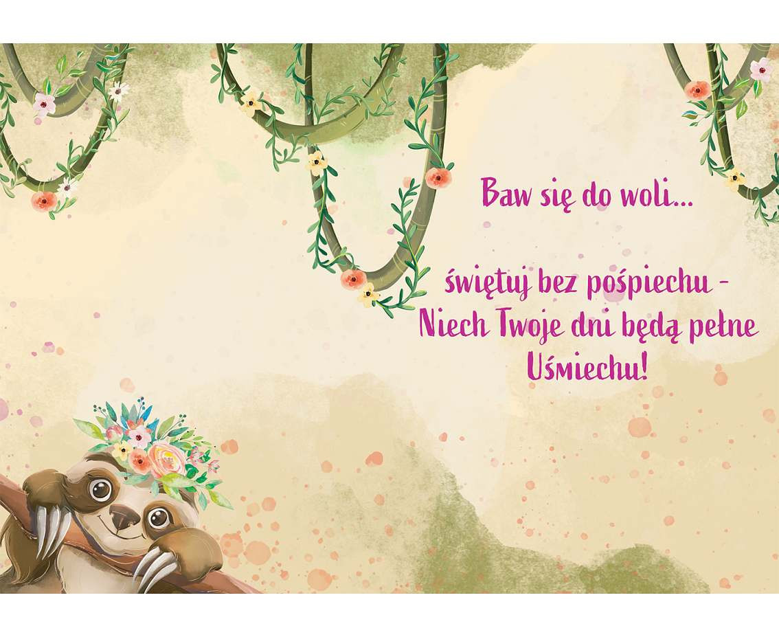 Greeting card  A5 SLOTH,  1 pc