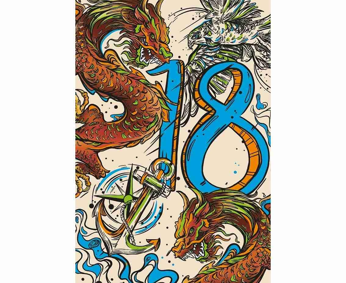 Greeting card  A5 NEON 18 BOY, 1 pc