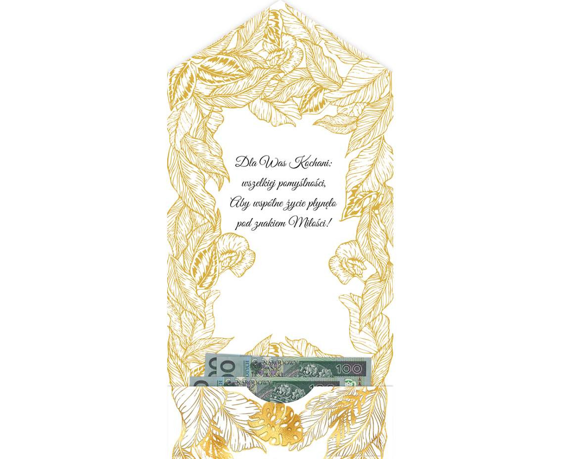 Greeting card  A5 Wedding Gold Leaves, 1 pc