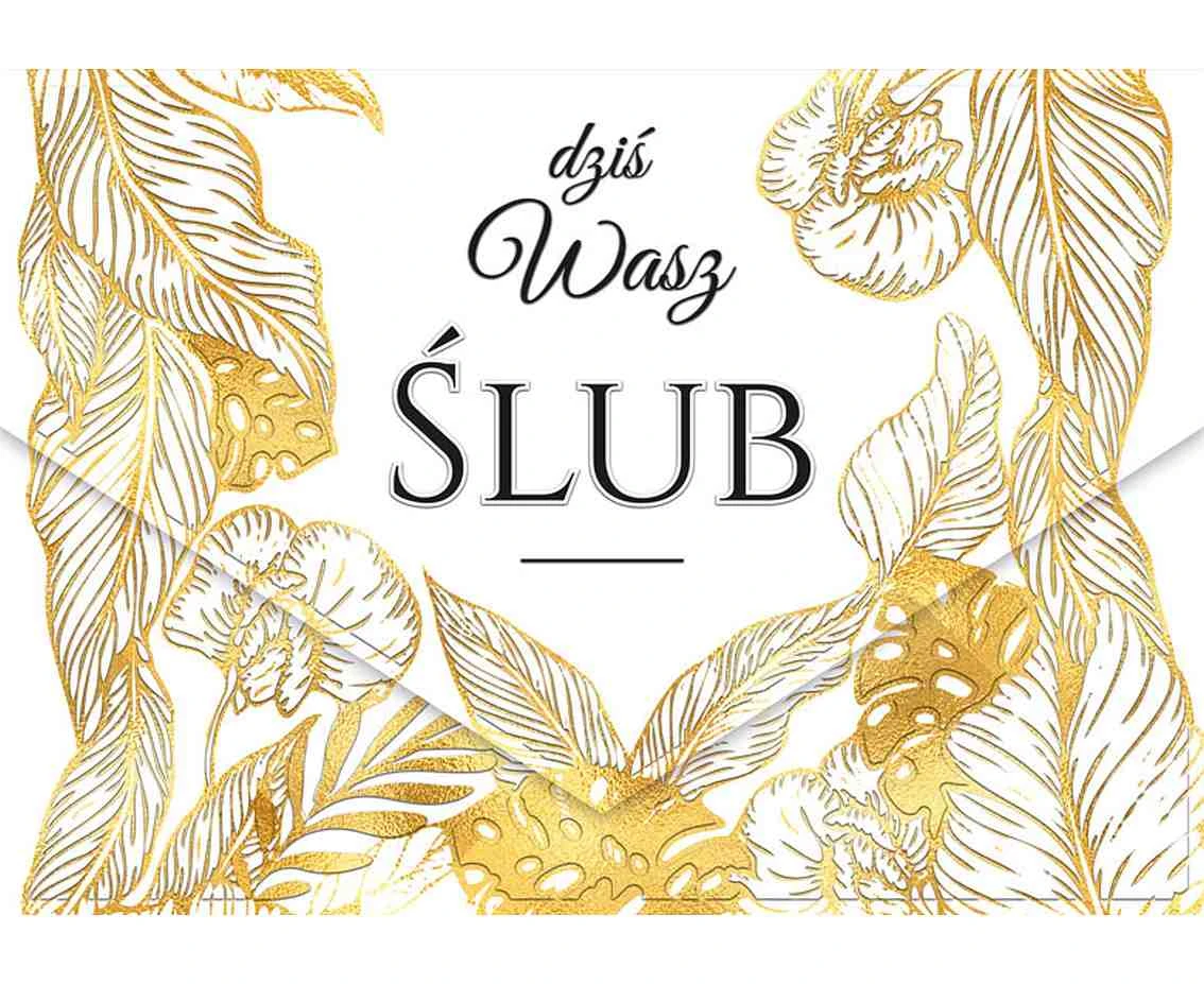 Greeting card  A5 Wedding Gold Leaves, 1 pc