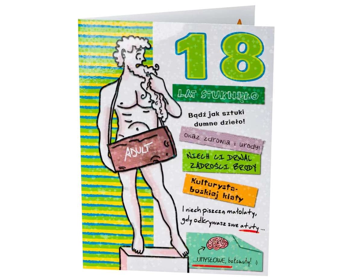 Greeting card  B6 18th Boy,  1 pc