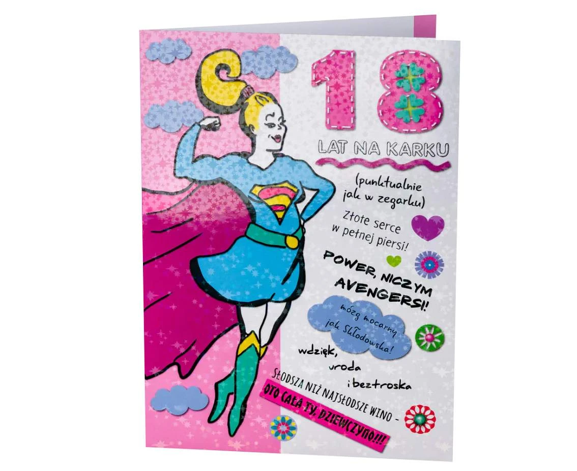 Greeting card  B6 18th Girl,  1 pc