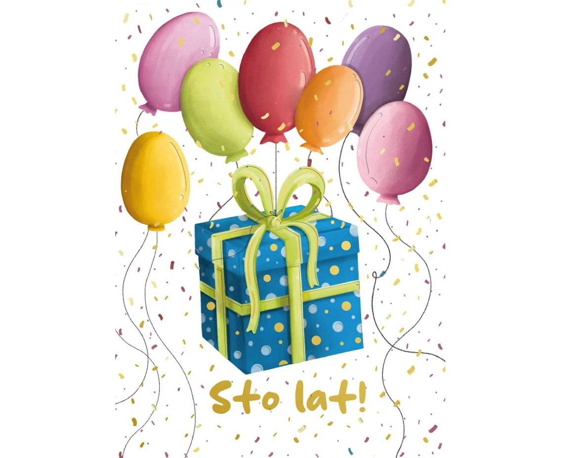 Greeting card  B6 Gift with balloons,  1 pc