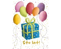 Greeting card  B6 Gift with balloons,  1 pc