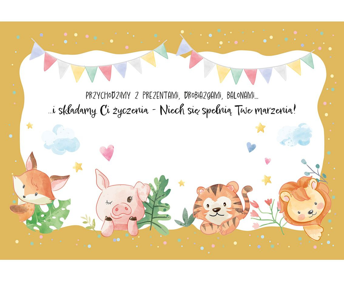 Greeting card  B6 Birthday ANIMALS,  1 pc