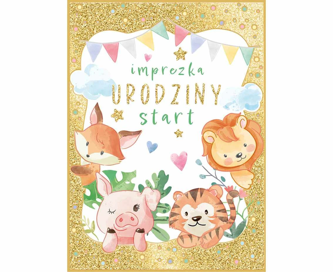 Greeting card  B6 Birthday ANIMALS,  1 pc