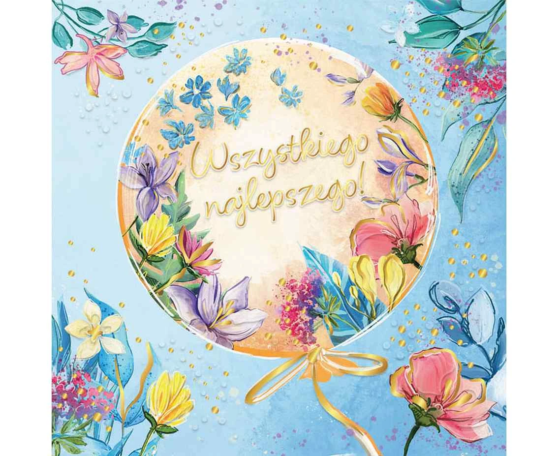 Greeting card KW Balloon with flowers,  1 pc