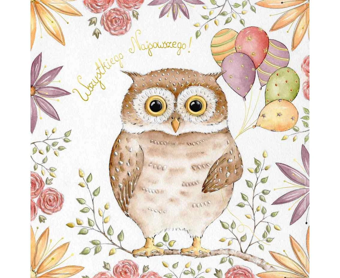 Greeting card KW owl,  1 pc EOL