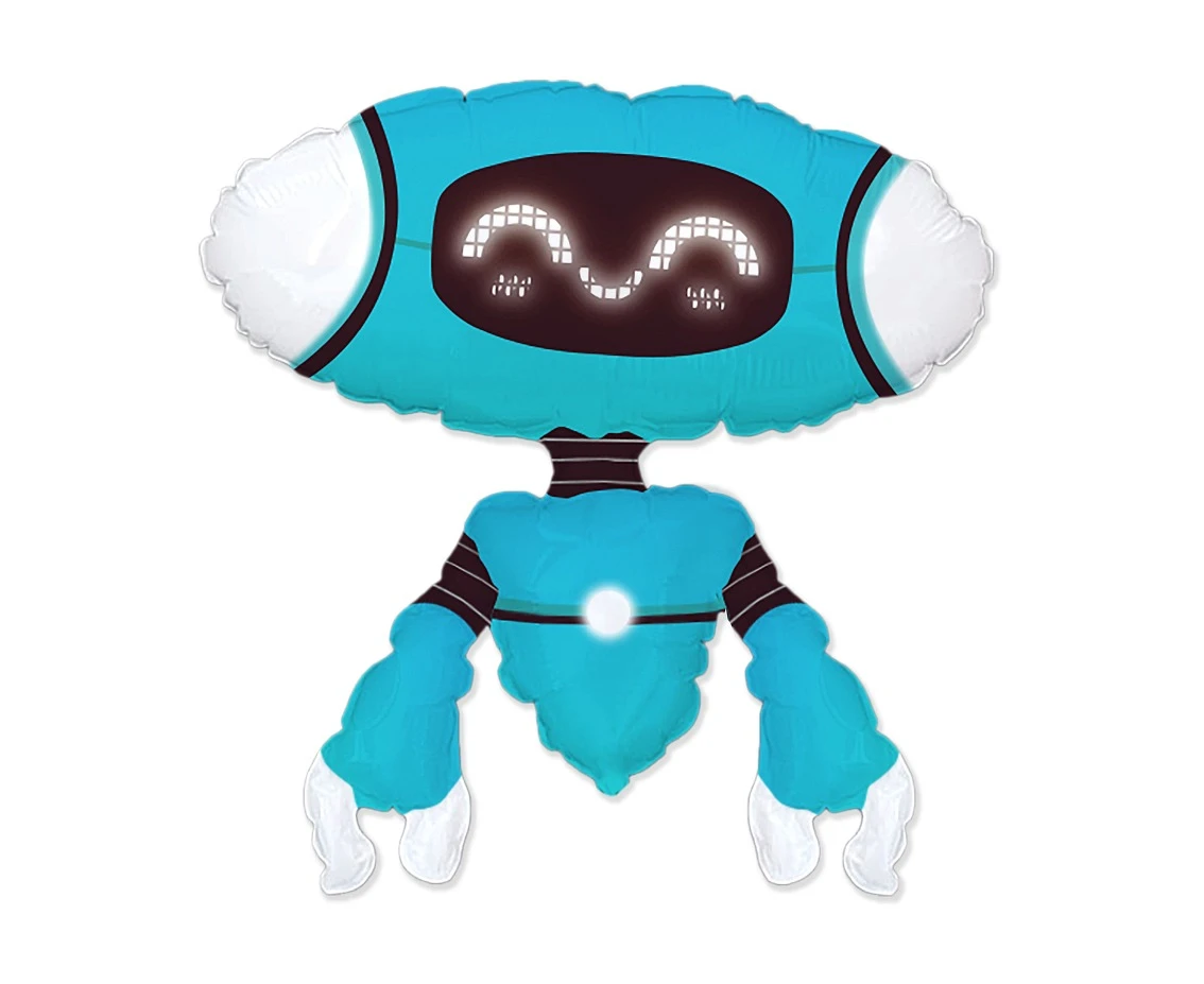 Foil balloon 24" FX - Robot Blue,  unpacked (flat) EOL