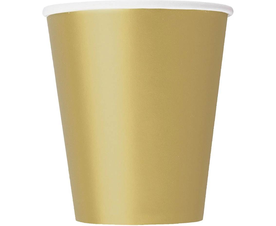 Paper cups, gold, 270 ml, 8 pcs
