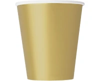 Paper cups, gold, 270 ml, 8 pcs