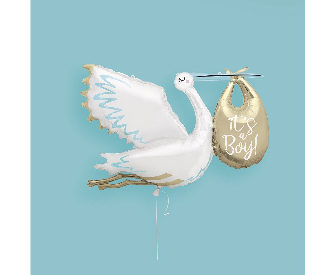 Foil balloon 62" - stork  "It's a boy"