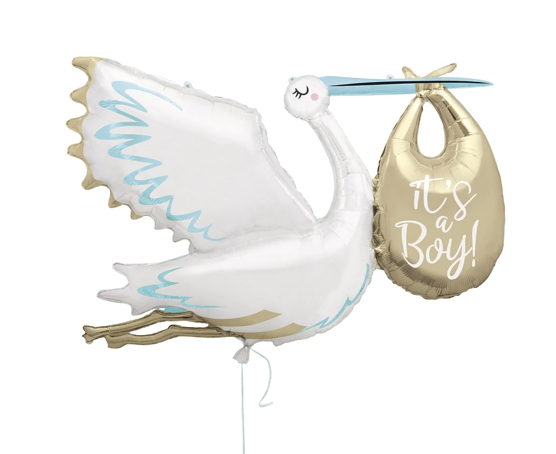 Foil balloon 62" - stork  "It's a boy"