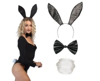 Set Sparkling Bunny black (diadem, bow tie and tail)