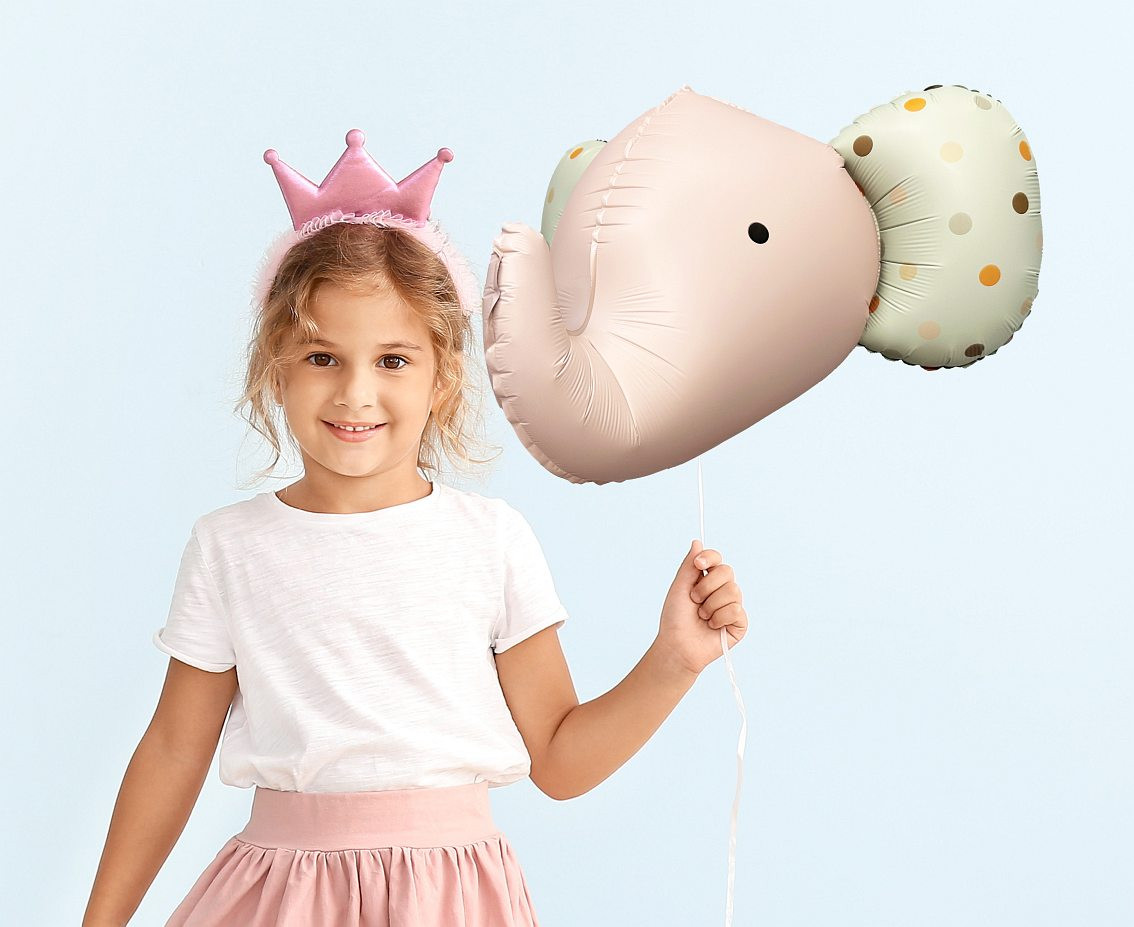 Elephant 3D foil balloon, matt pink, 63x50 cm