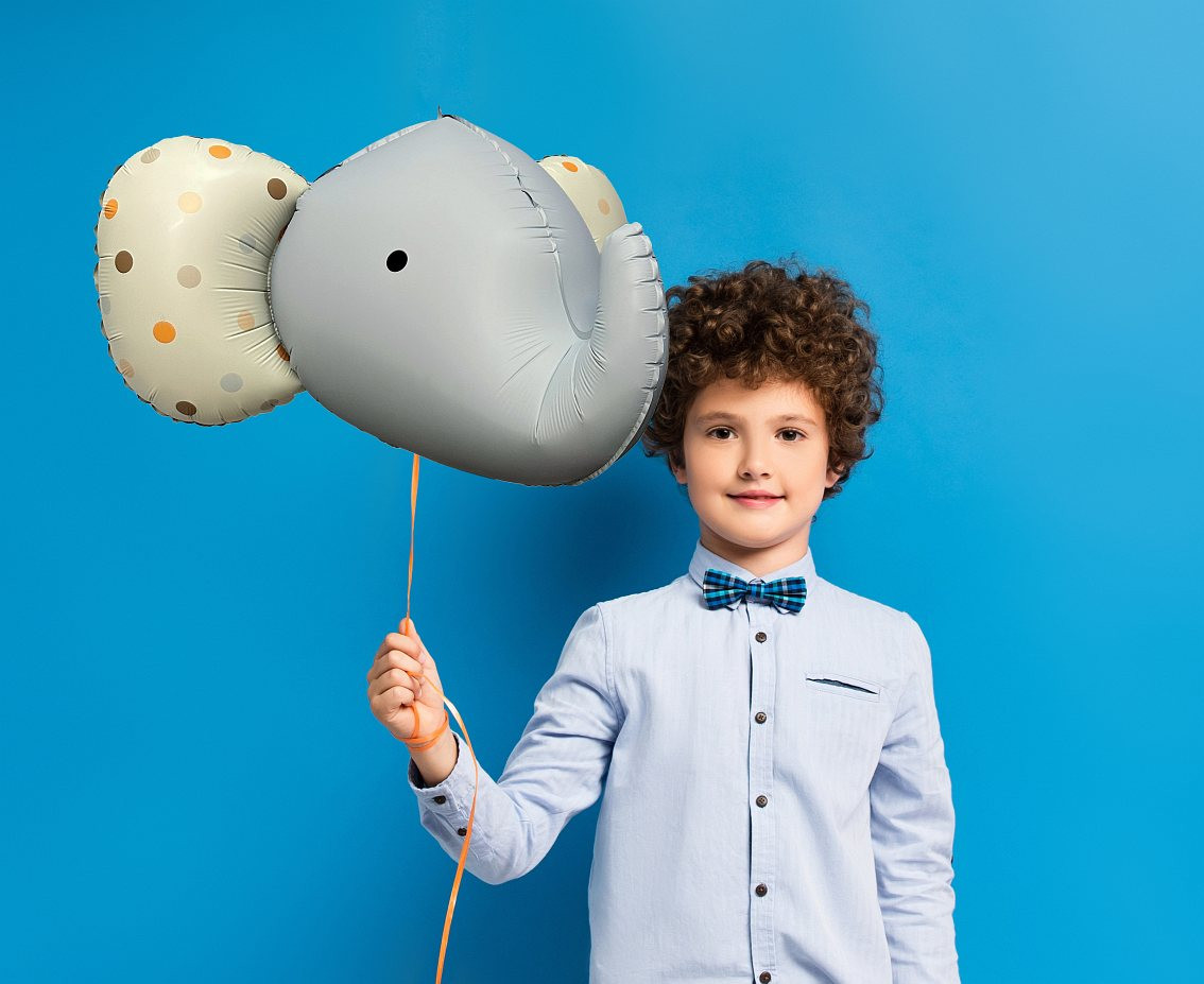 Elephant 3D foil balloon, matt grey, 63x50 cm