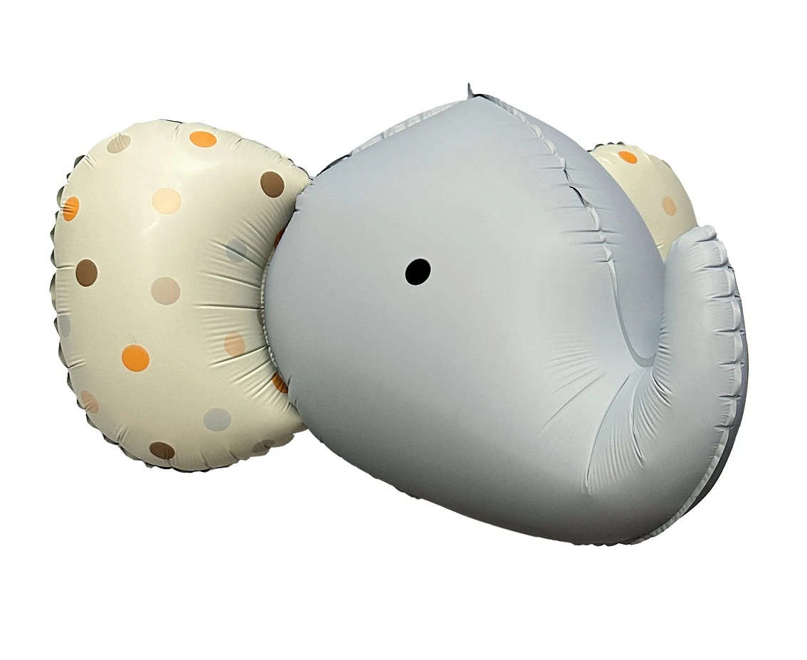 Elephant 3D foil balloon, matt grey, 63x50 cm