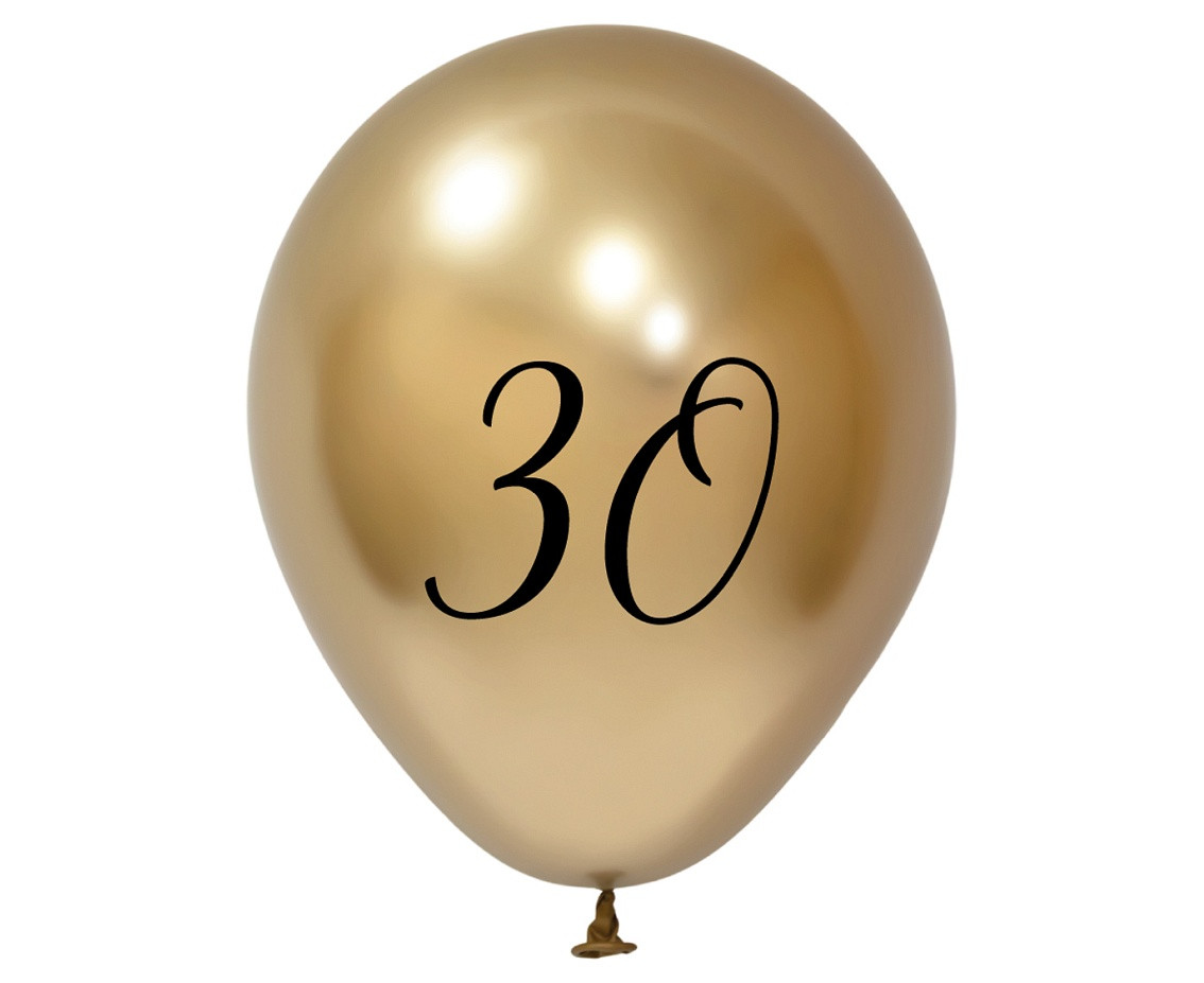 Balloons B&C 12",  30th birthday, platinum light gold, 5pcs