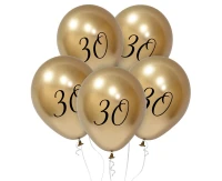 Balloons B&C 12",  30th birthday, platinum light gold, 5pcs
