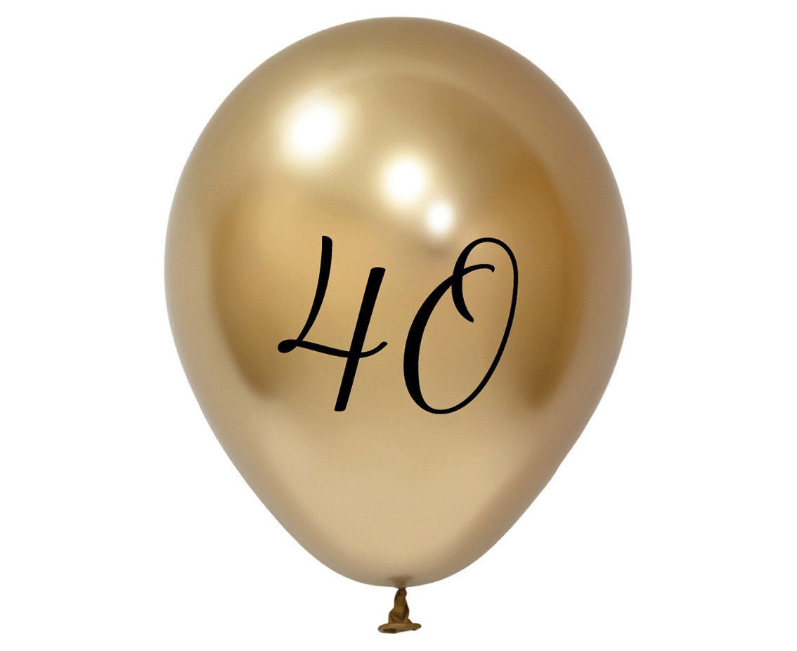 Balloons B&C 12",  40th birthday, platinum light gold, 5pcs