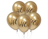 Balloons B&C 12",  40th birthday, platinum light gold, 5pcs