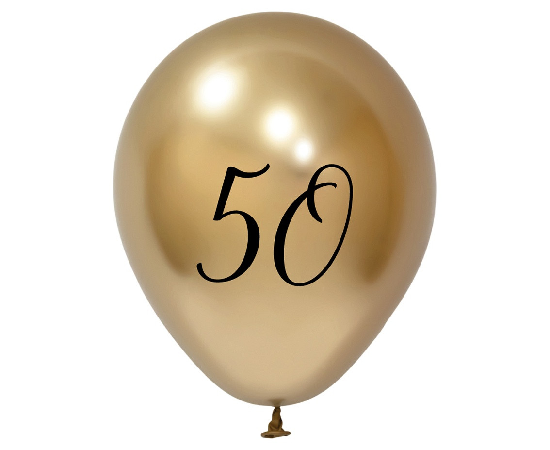 Balloons B&C 12", 50th birthday, platinum light gold, 5pcs