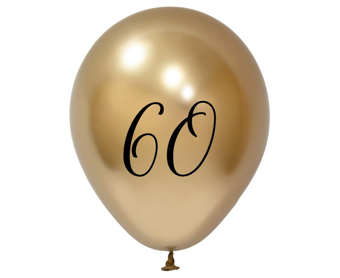 Balloons B&C 12",  60th bithday, platinum light gold, 5pcs