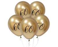 Balloons B&C 12",  60th bithday, platinum light gold, 5pcs