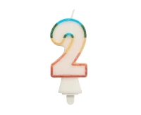 Digit candle "2", bio glitter, 8,5 cm