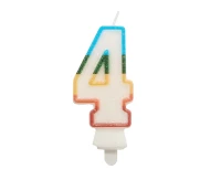 Digit candle "4", bio glitter, 8,5 cm