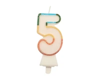 Digit candle "5", bio glitter, 8,5 cm