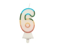 Digit candle "6", bio glitter, 8,5 cm