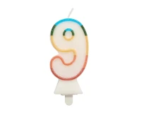 Digit candle "9", bio glitter, 8,5 cm