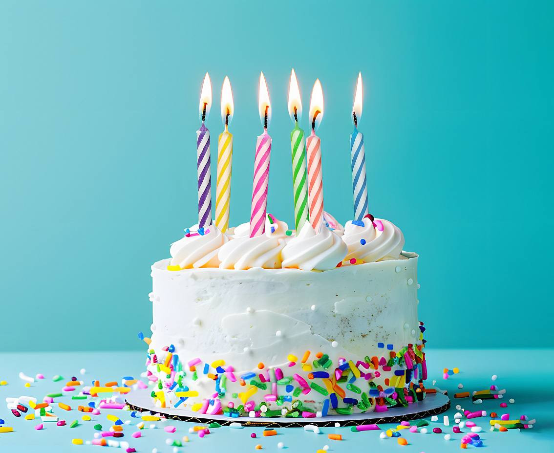 Birthday candles, with white belt, 6 cm, 24/24 pcs