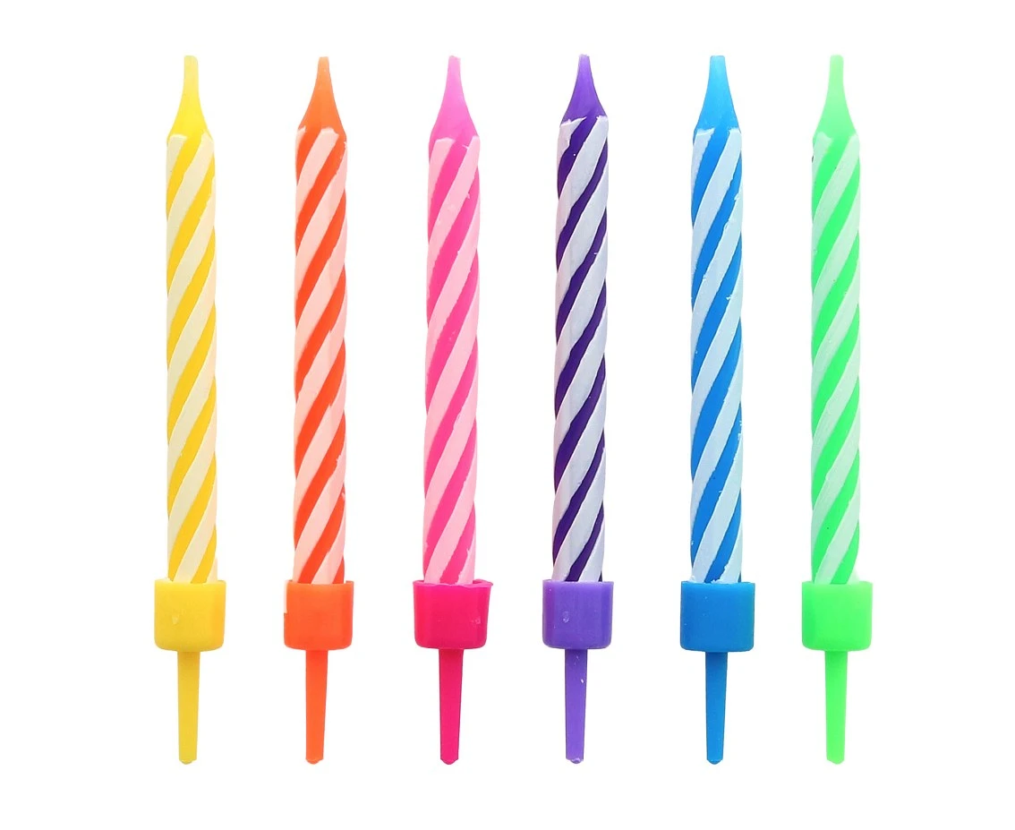 Birthday candles, with white belt, 6 cm, 24/24 pcs
