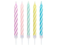 Birthday candles, macaron colours, 6 cm, 24/24 pcs